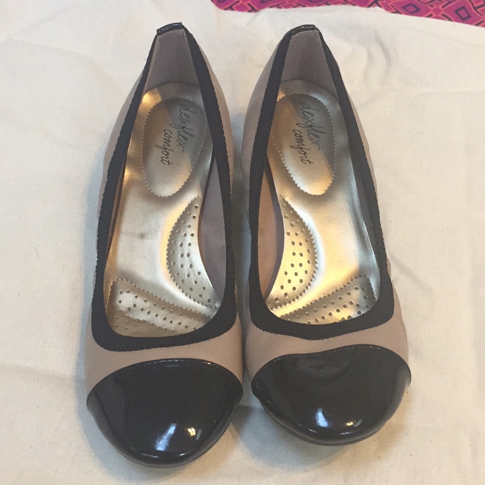 Tan and black shoes